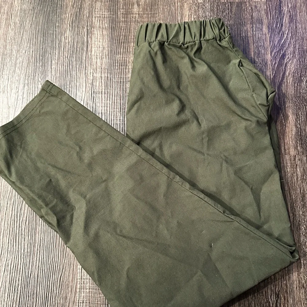 Olive Green Women's Casual Pants - Picture 8 of 9